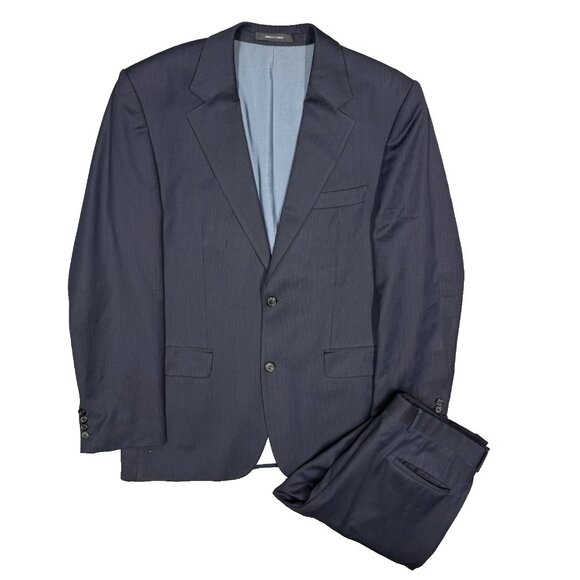Hugo Boss Suit 2pc Pinstripe Wool Navy Blue "Gable/Vegas" 40 R 36x30 - Picture 1 of 12
